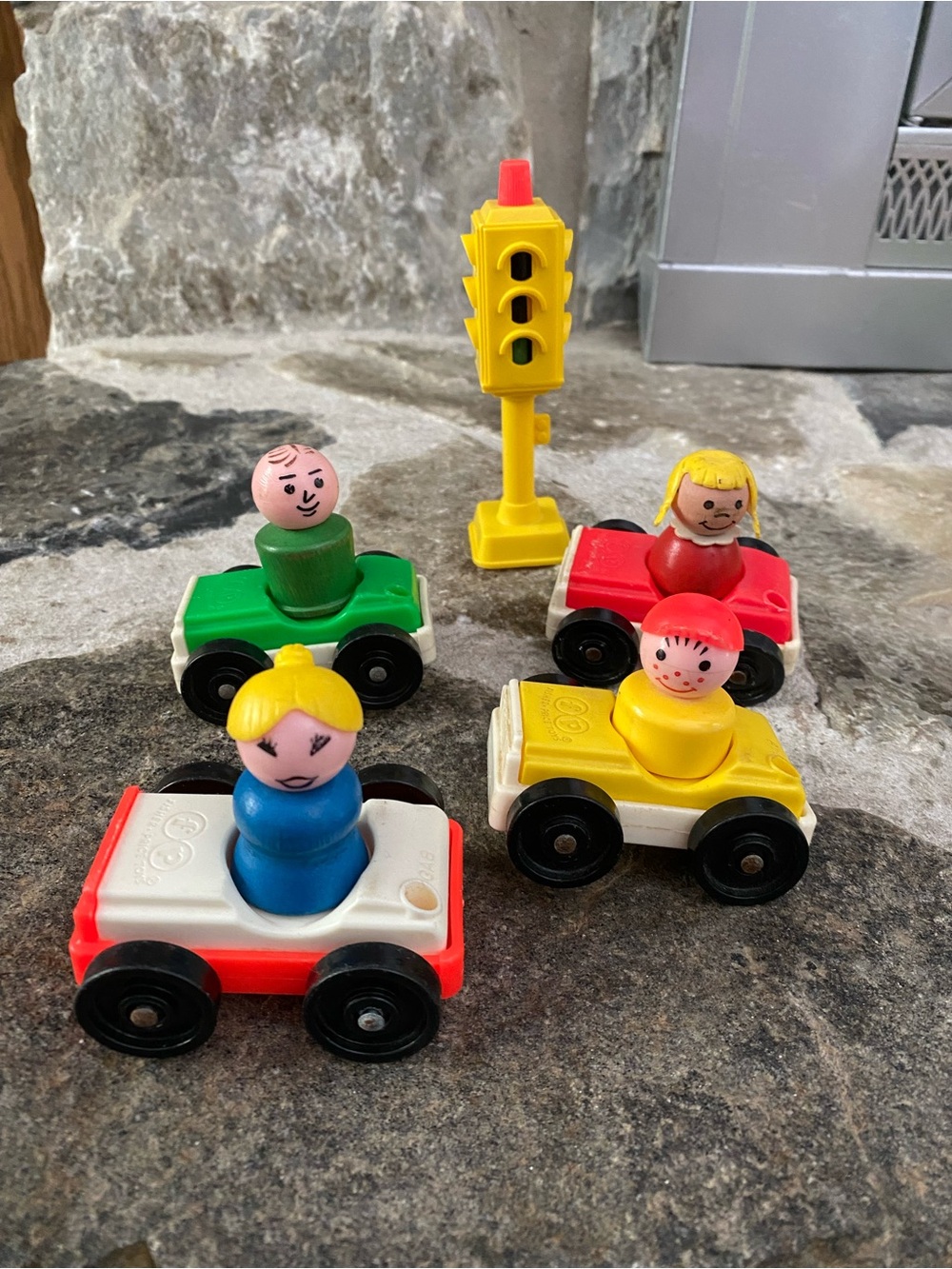 Vintage Fisher-Price Little People car and traffic signal set
